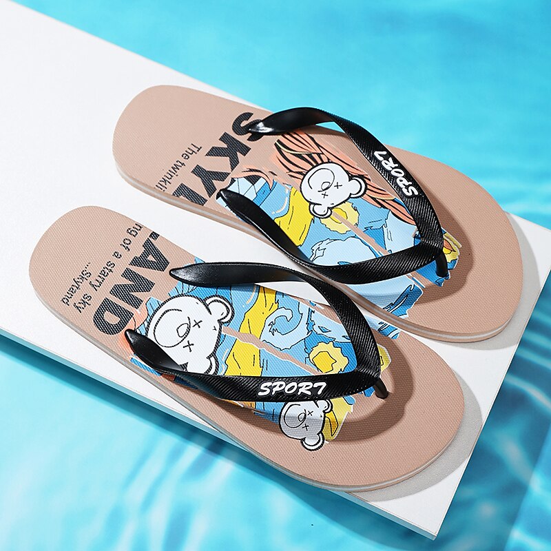Playful Blue Cartoon Dog Flip-Flops
