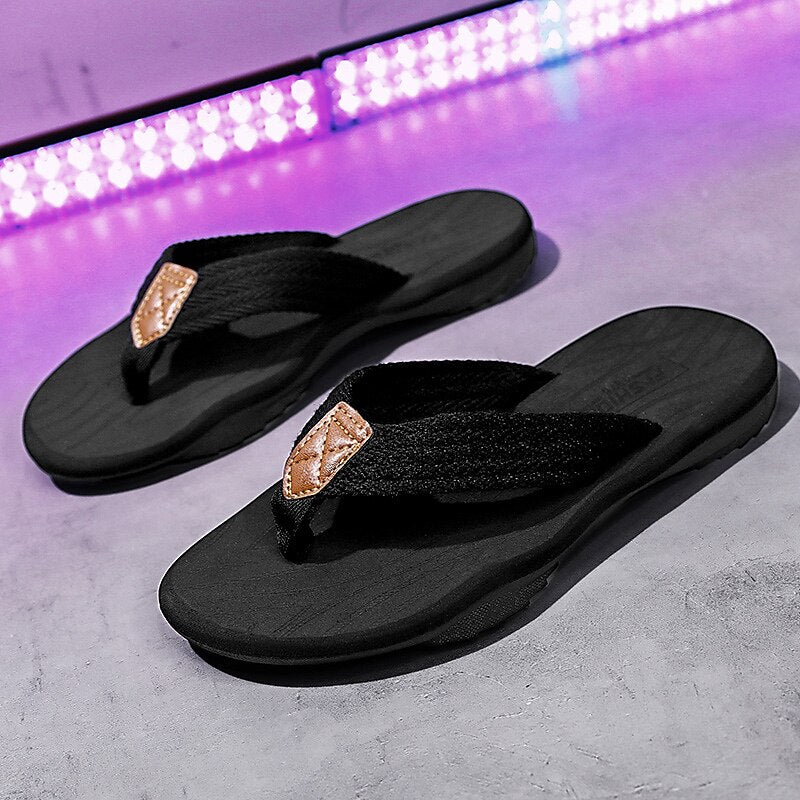 Casual Flip-Flops – Braided Straps & Textured Sole