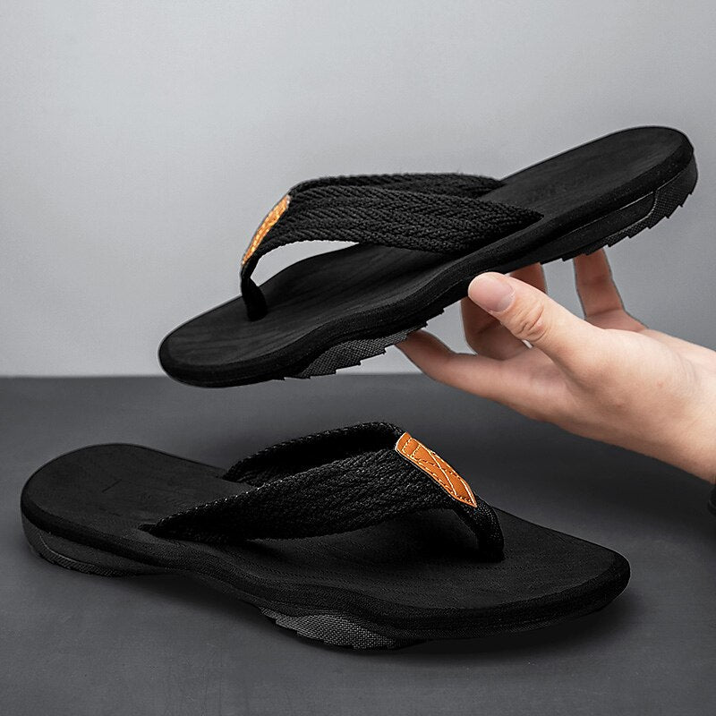 Casual Flip-Flops – Braided Straps & Textured Sole