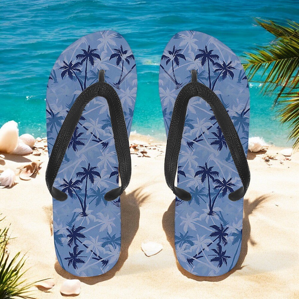 Hawaiian Coconut Tree Pattern Beach Flip Flops