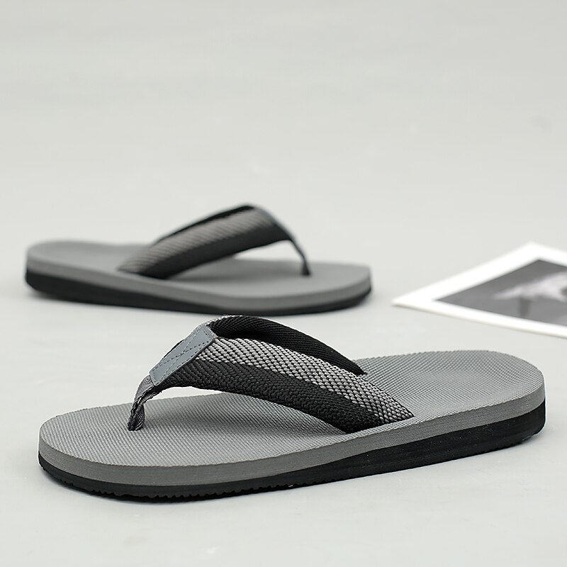 Red Flip-Flops with Black & Gold Stripes
