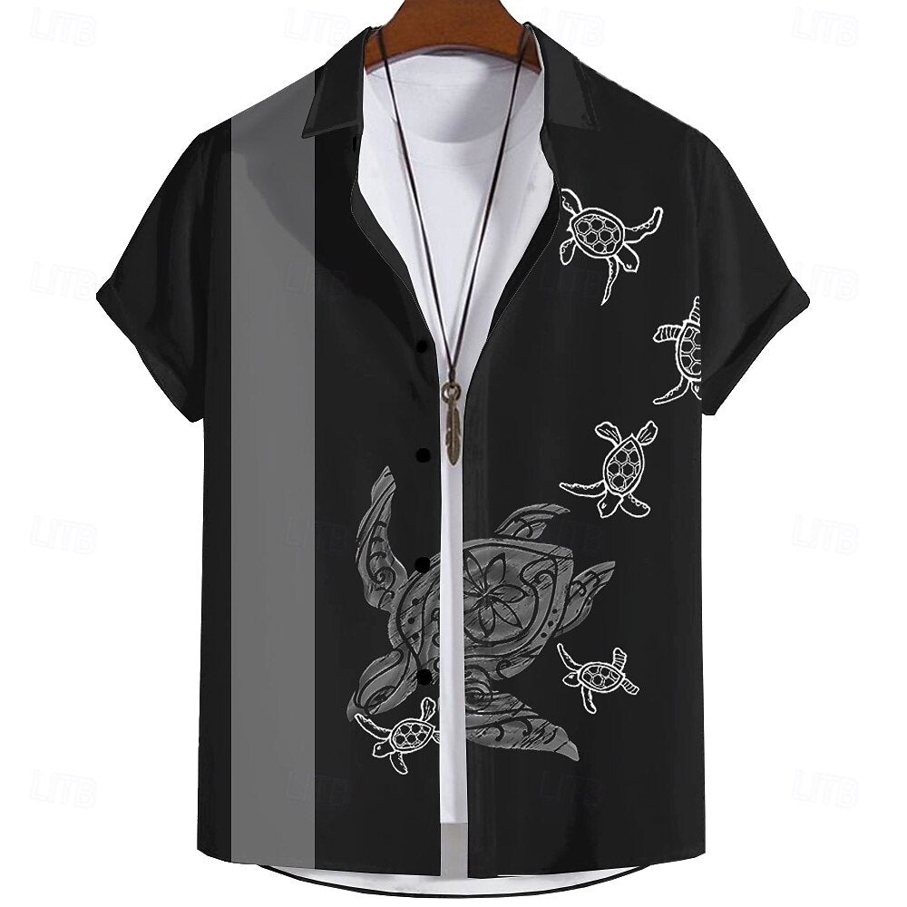 Camisa casual de tortuga Camisa hawaiana de verano Camisa Aloha Manga corta