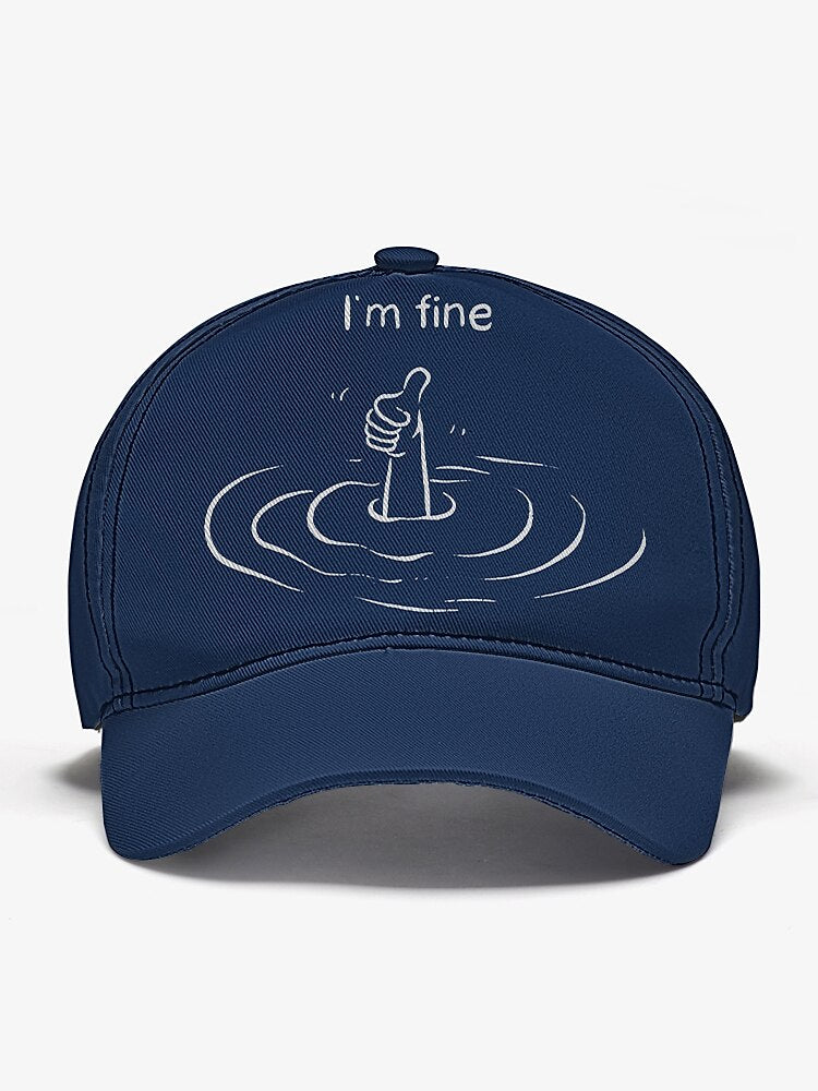 Navy 'I'm Fine' Snapback Cap
