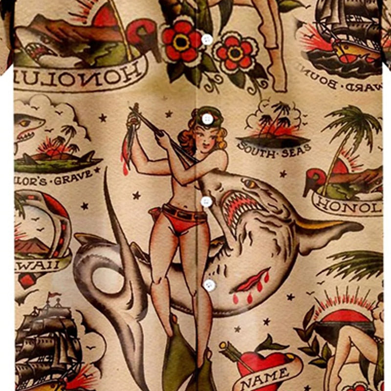 Palm Leaf Pin Up Girl Shirt