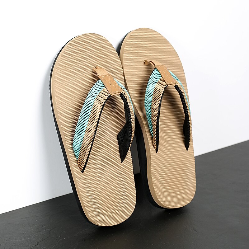 Red Flip-Flops with Black & Gold Stripes