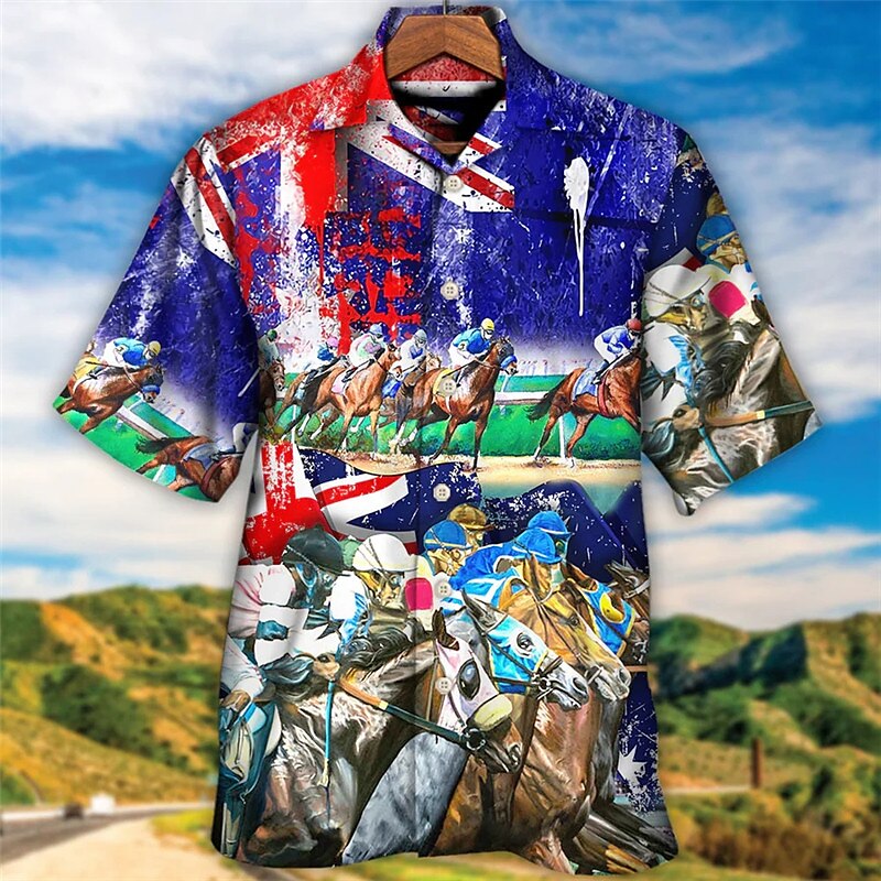 Kentucky Derby Horse American Flag Horse Racing Shirt