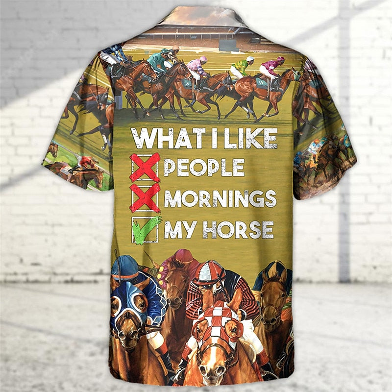 Camiseta de carreras de caballos Kentucky Derby, cerveza, camisa hawaiana de verano
