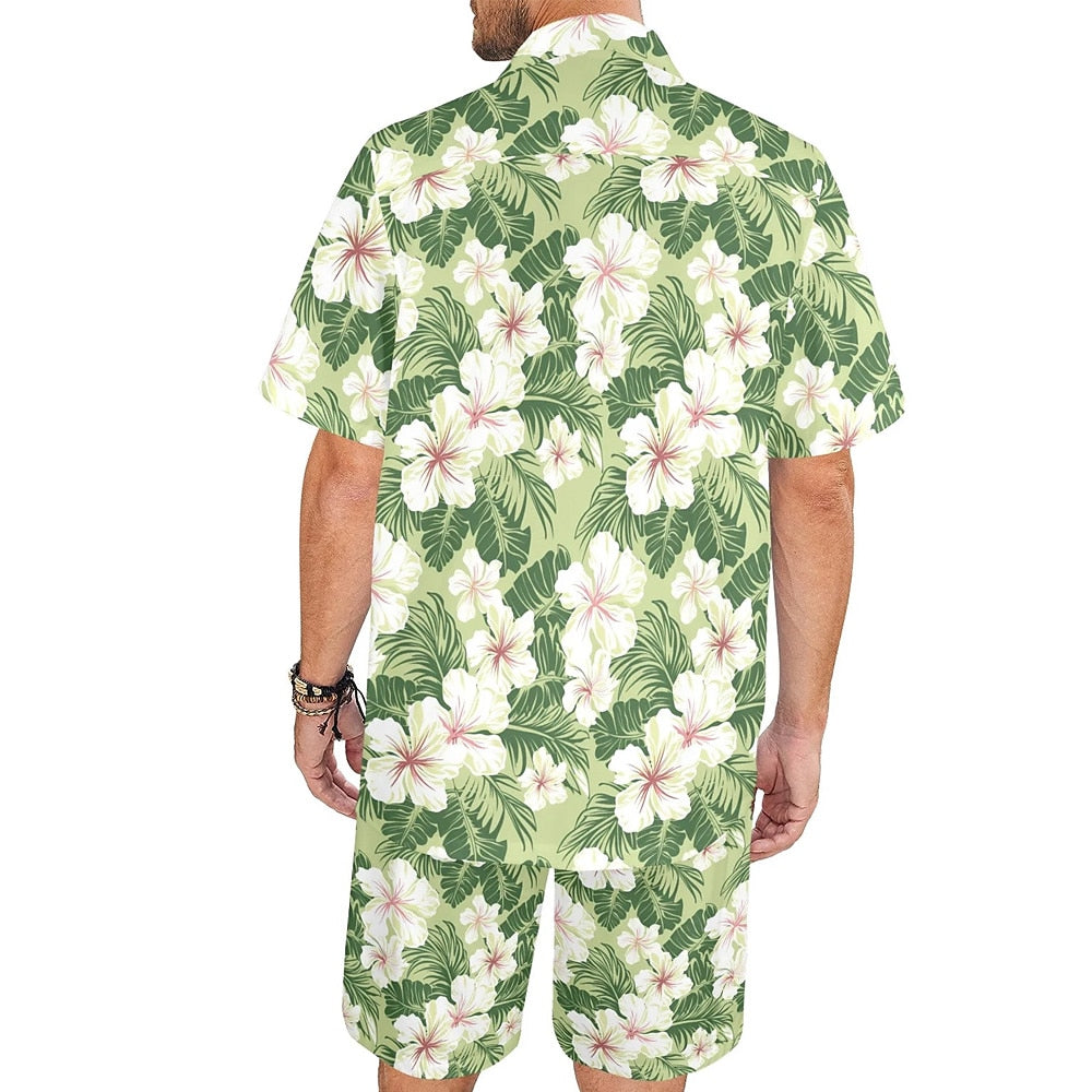 Hawaiian Floral Casual Vacation Shirt Set