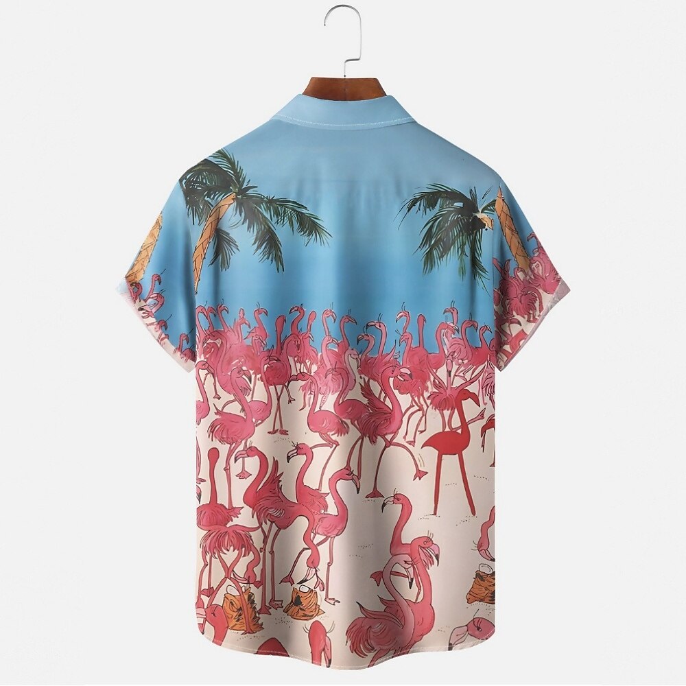 Flamingo Hawaiian Shirt Short Sleeve Casual