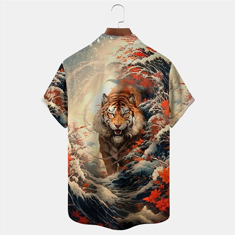 Camisa con botones y diseño de dragón tigre