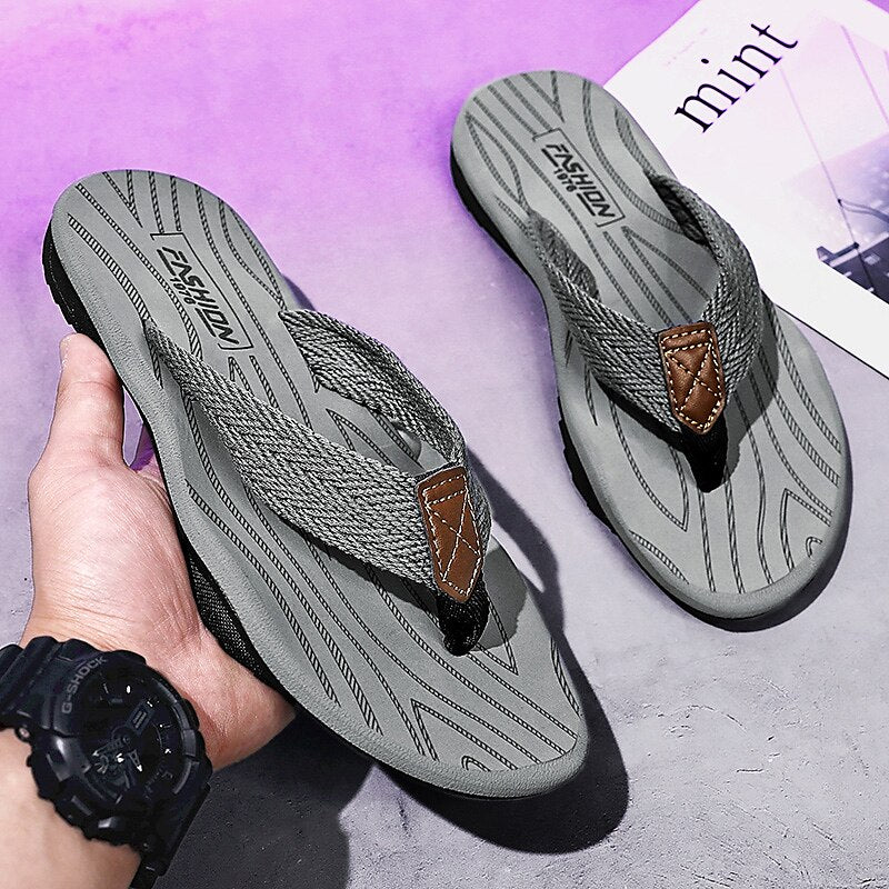 Casual Flip-Flops – Braided Straps & Textured Sole