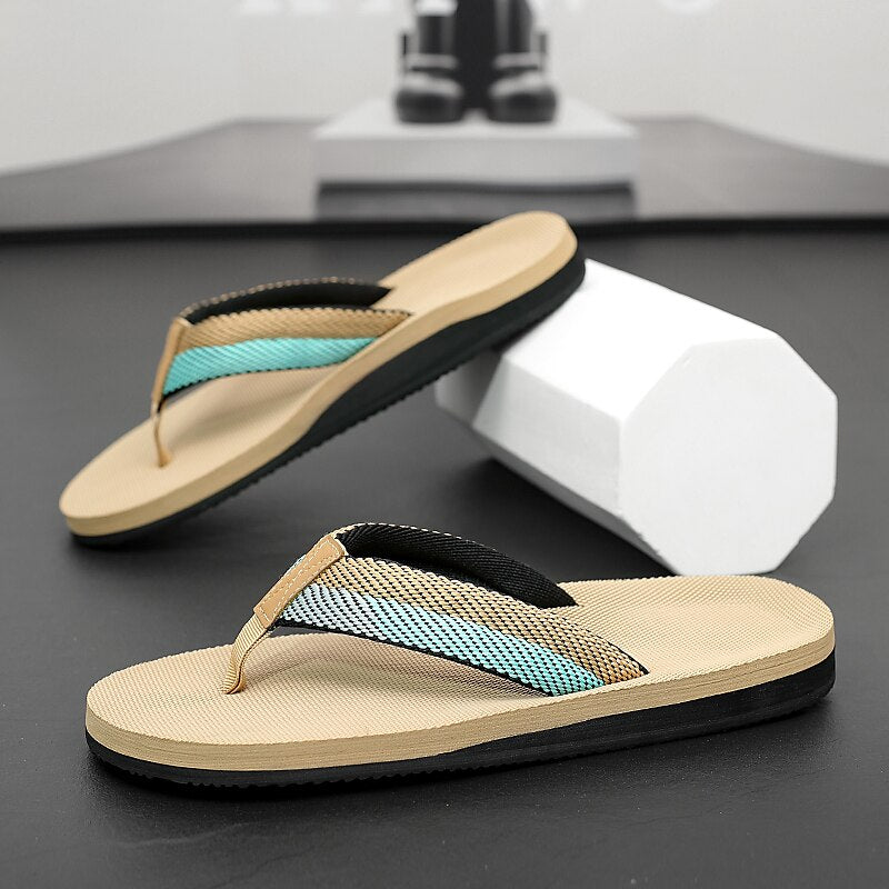 Red Flip-Flops with Black & Gold Stripes