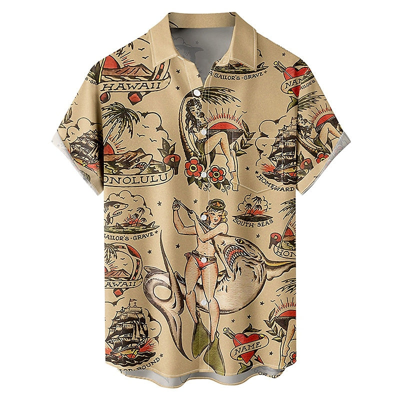 Palm Leaf Pin Up Girl Shirt