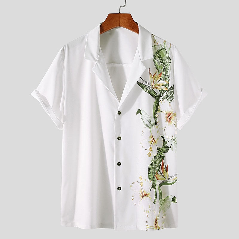 Camisa floral Camisa abotonada Manga corta