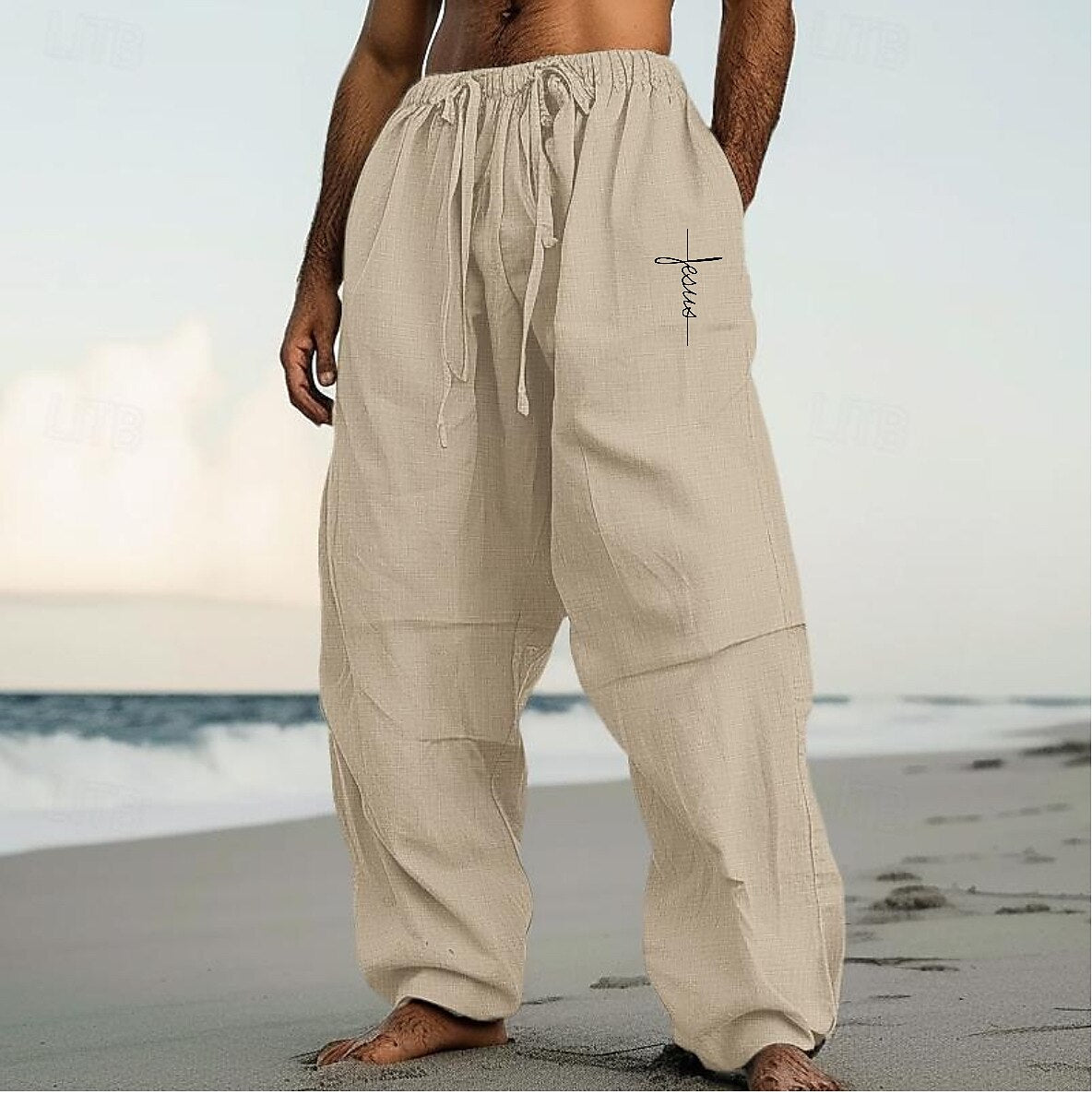 Baggy Linen Drawstring Pants
