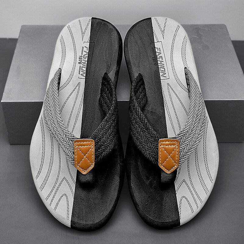 Casual Flip-Flops – Braided Straps & Textured Sole