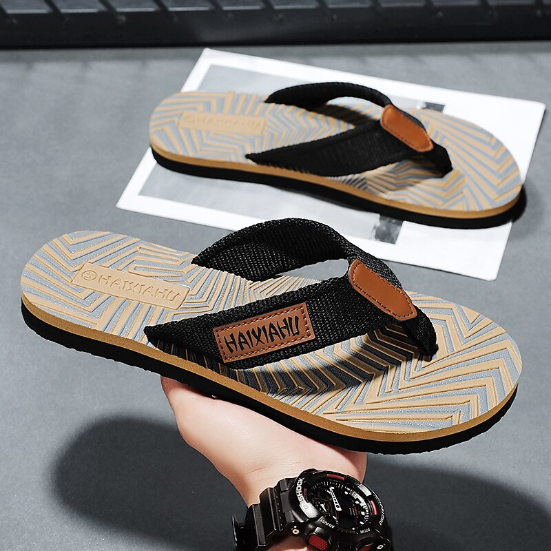 Red & Black Geometric Fashion Flip-Flops