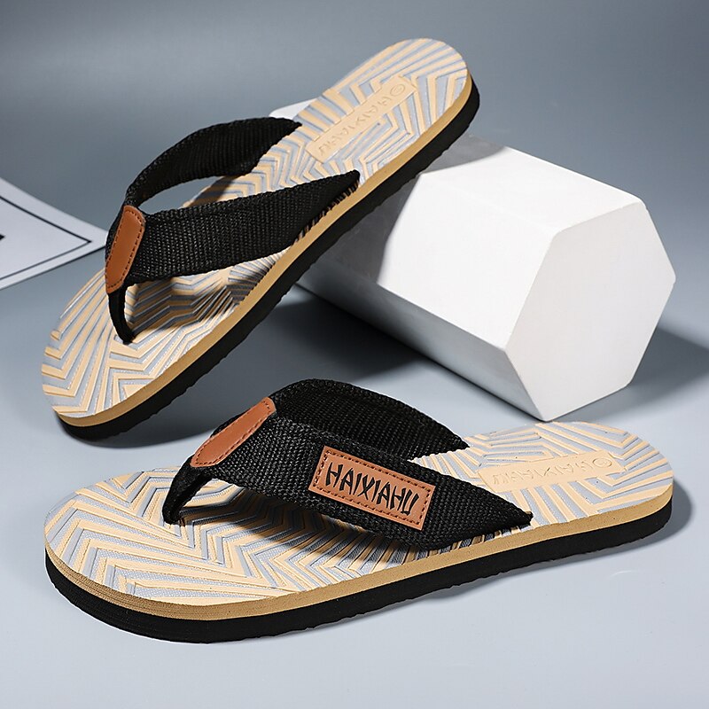 Red & Black Geometric Fashion Flip-Flops