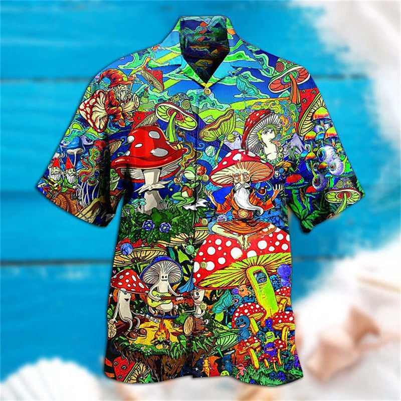 Camisa de hongo Camisa hawaiana de verano Camisa Aloha Camisa