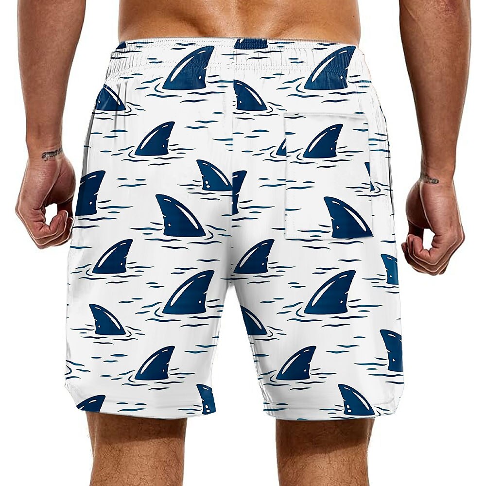 Shark Funny Sea Creatures 2-in-1 Board Shorts