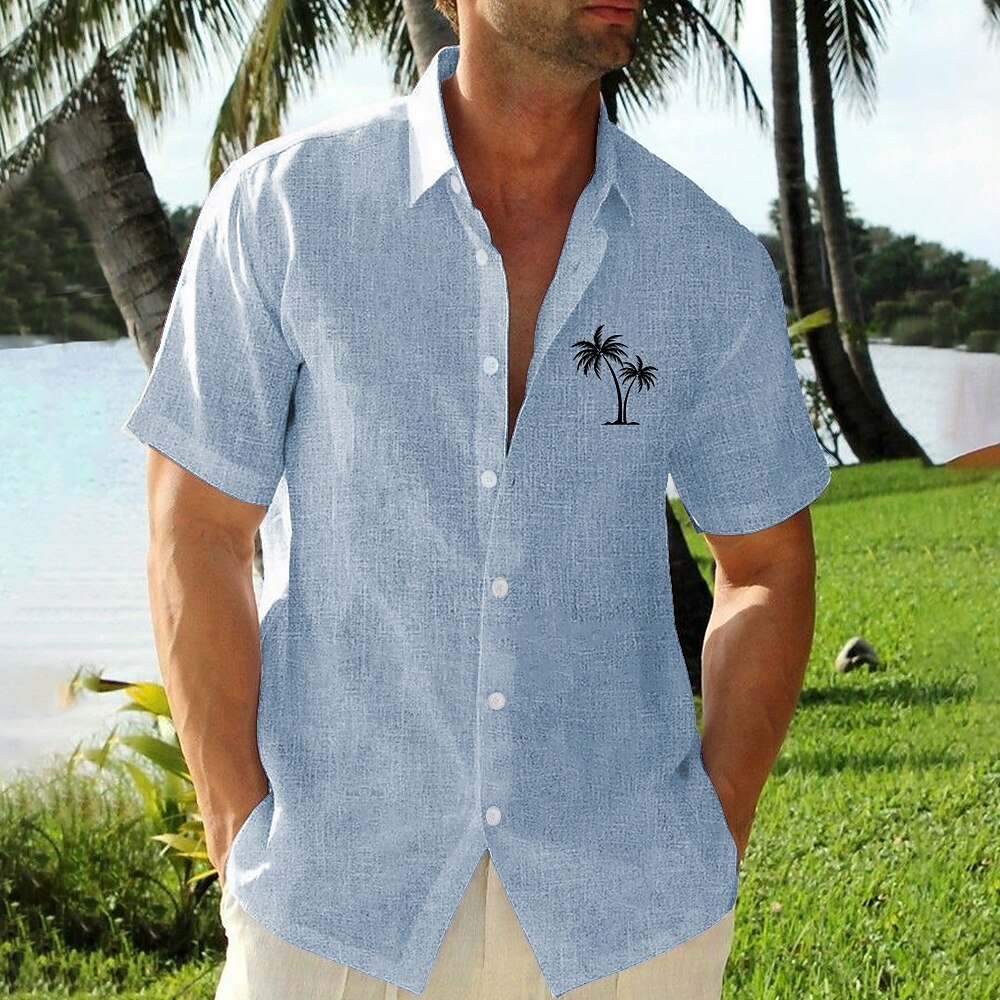 Coconut Tree Linen Vacation Shirt