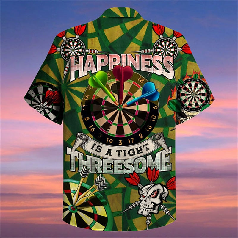 Camisa de dardos Camisa hawaiana de verano Camisa Aloha Camisa de manga corta