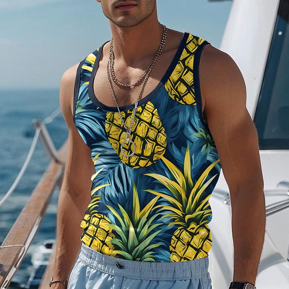 Pineapple Graphic Sleeveless T-Shirt
