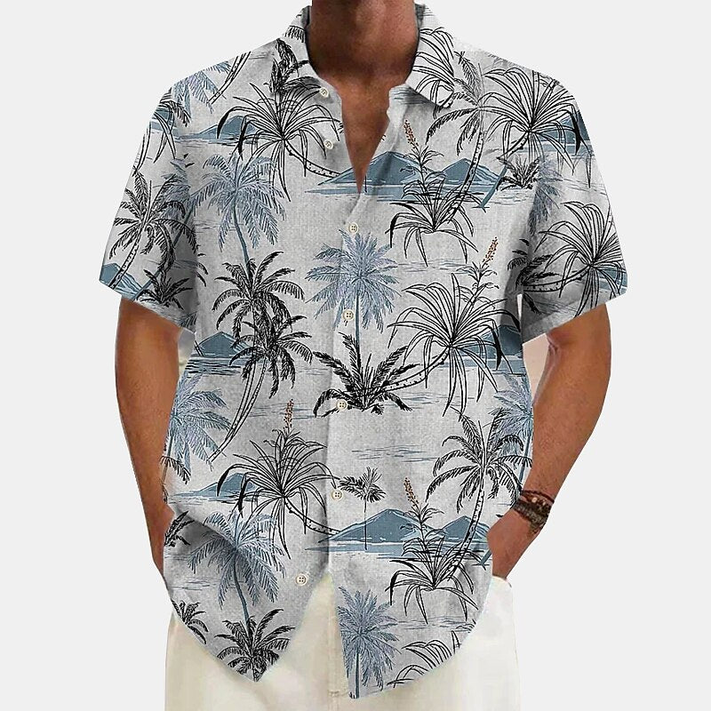 Linen Coconut Tree Hawaiian Shirt