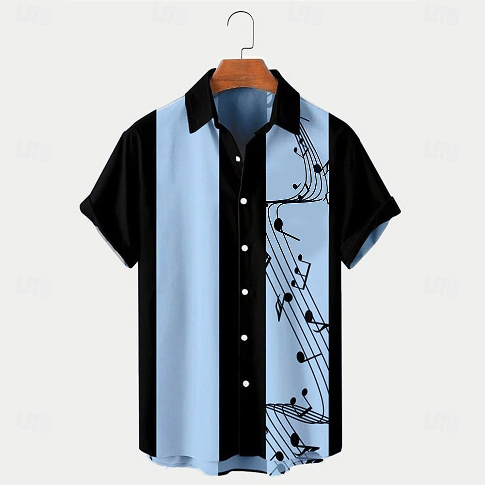 Camisa de bolos de verano con notas musicales