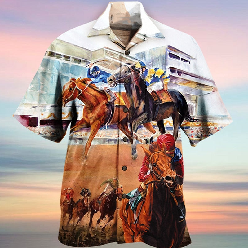 Kentucky Derby Horse American Flag Horse Racing Shirt