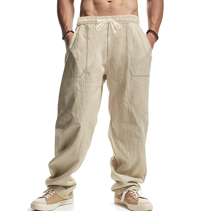 Classic Linen Straight-Leg Pants