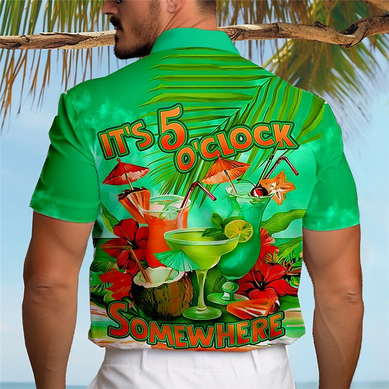 Parrot Letter Print Hawaiian Shirt Vacation Wear