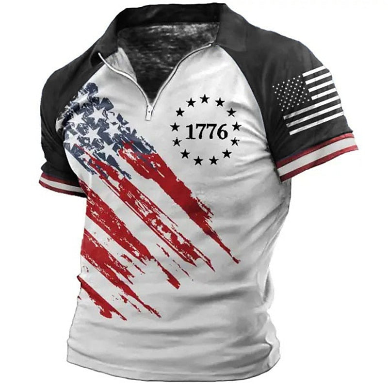 Veterans Emblem Zip Polo Shirt