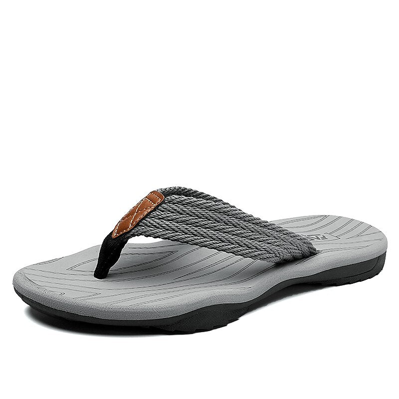 Casual Flip-Flops – Braided Straps & Textured Sole