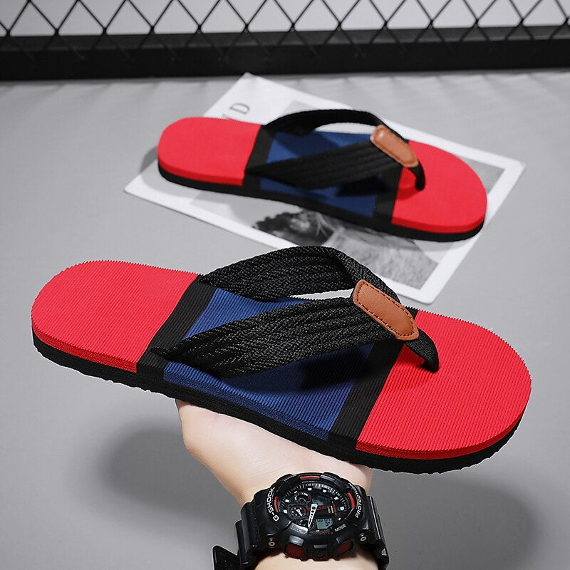 Colorblocked Mesh Strap Flip Flops