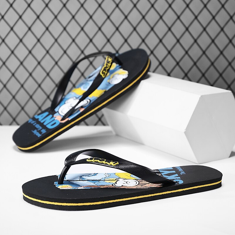 Playful Blue Cartoon Dog Flip-Flops