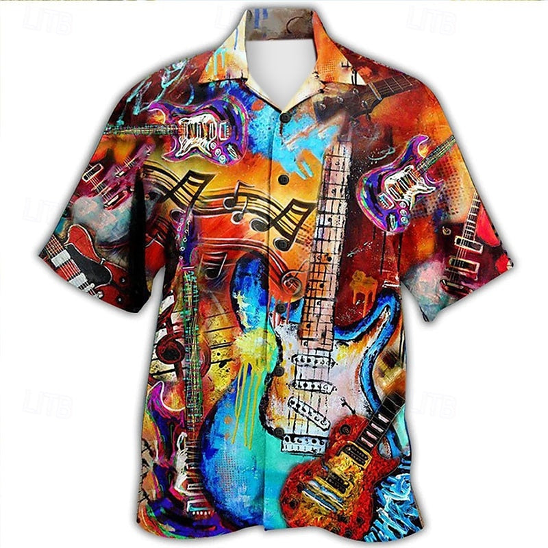 Camiseta de verano con música hawaiana y guitarra