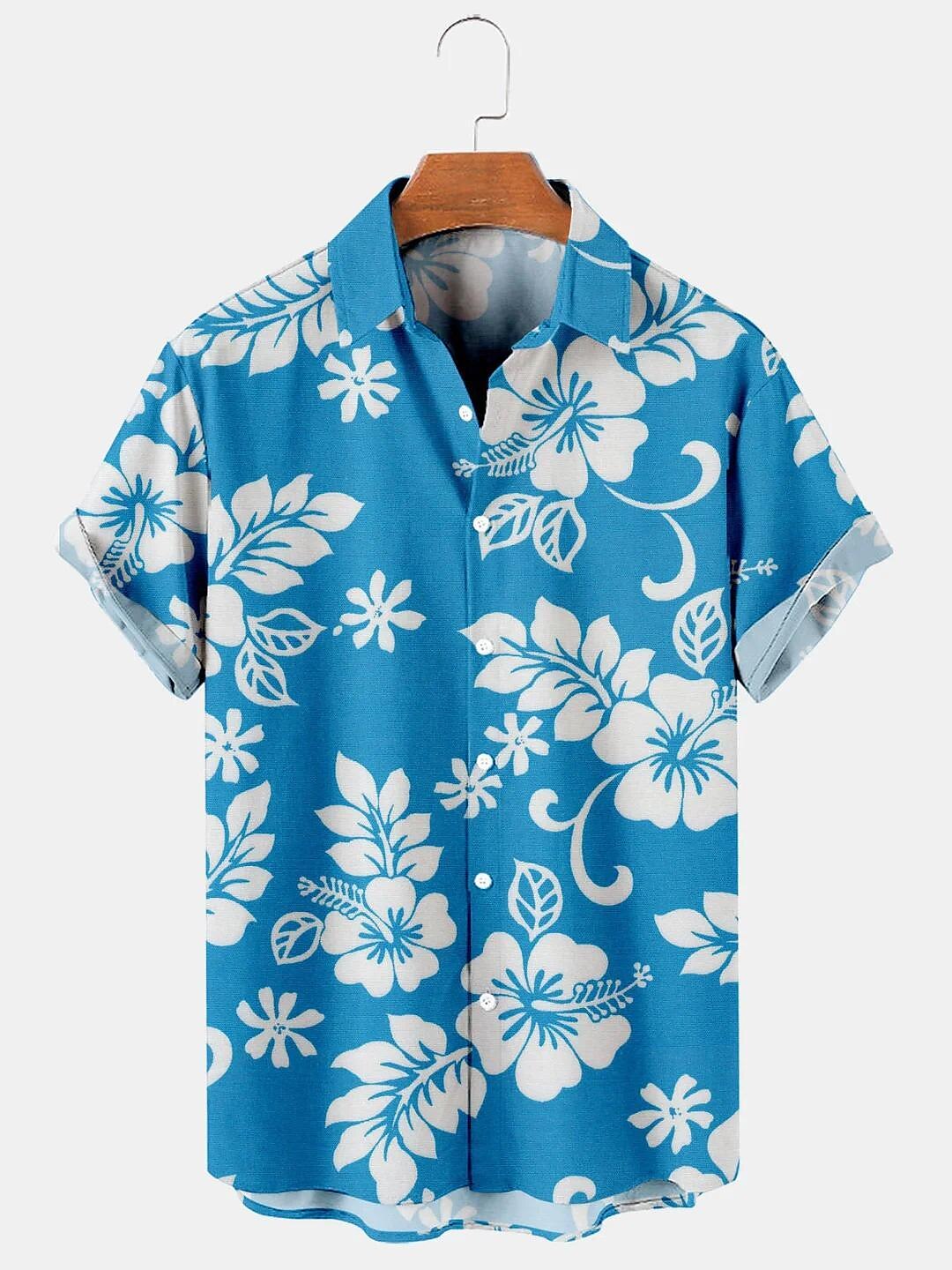 Camisa hawaiana de verano con flores tropicales y flores Camisa hawaiana