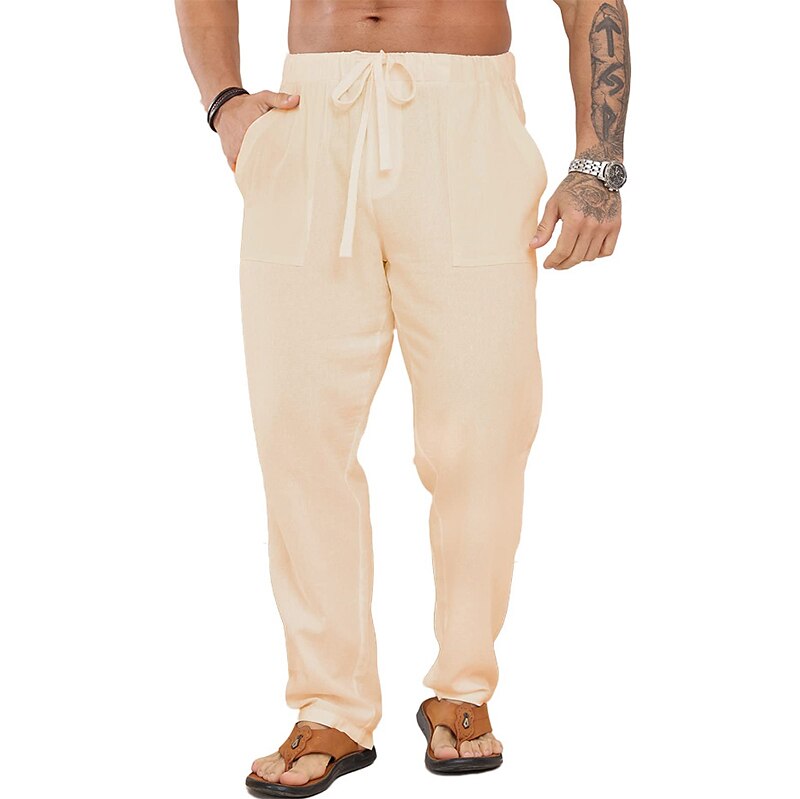 Linen Cotton Blend Beach Pants