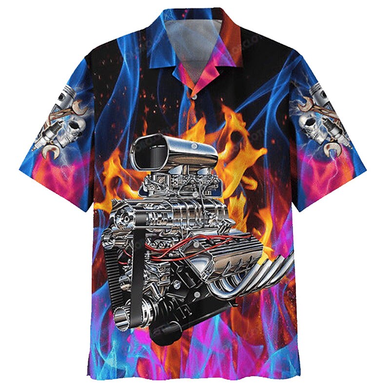 Camiseta con llamas y ametralladoras gráficas