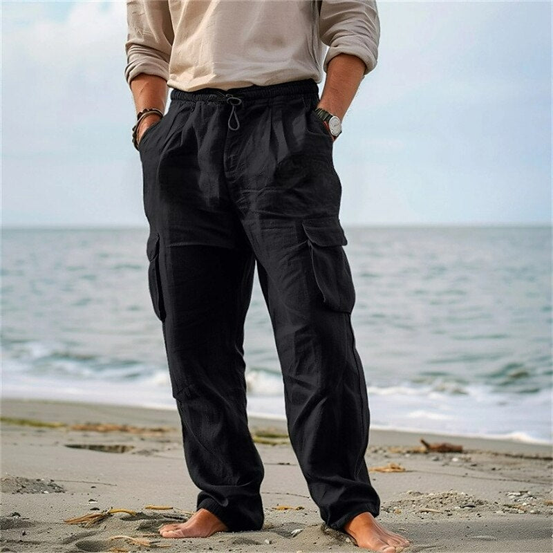 Multi-Pocket Cargo Drawstring Pants