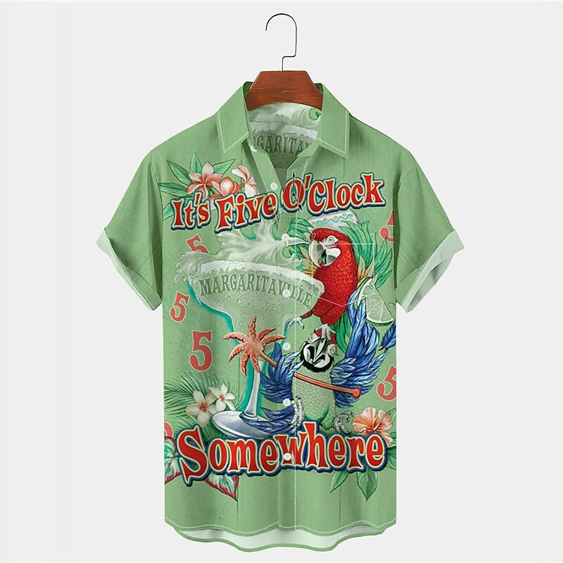 Parrot Print Hawaiian Shirt Tropical Streetwear
