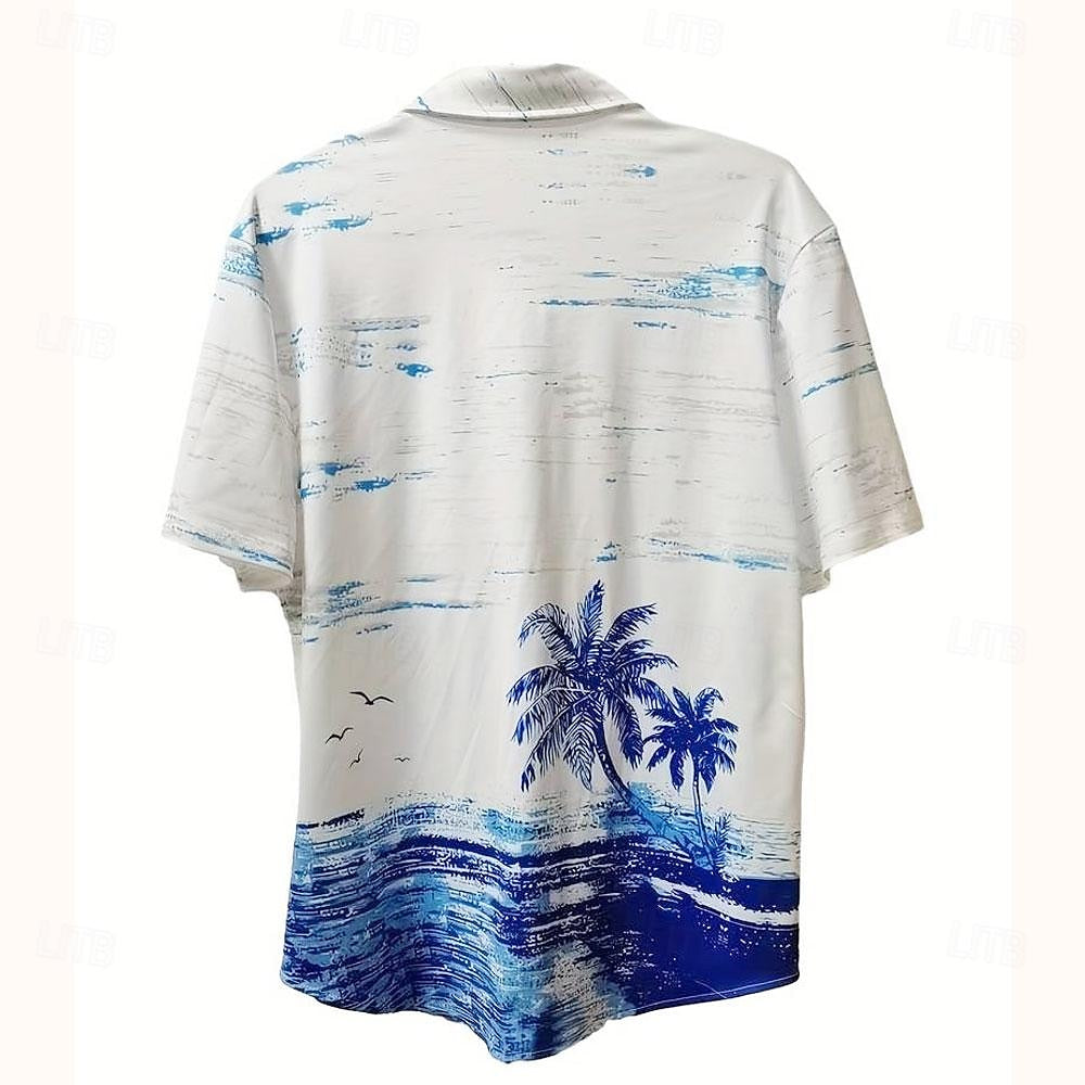 Camiseta con plantas tropicales, palmeras y cocoteros