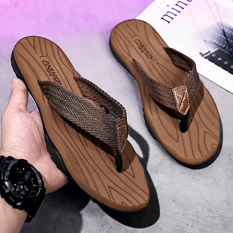 Casual Flip-Flops – Braided Straps & Textured Sole