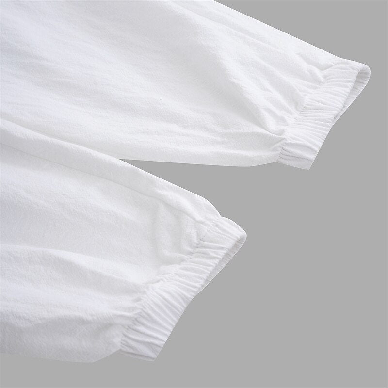 Multi-Pocket Linen Drawstring Pants