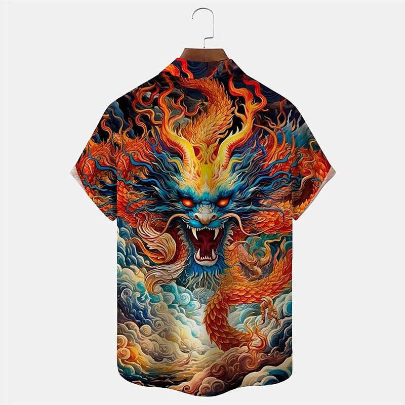 Camisa con botones y diseño de dragón tigre