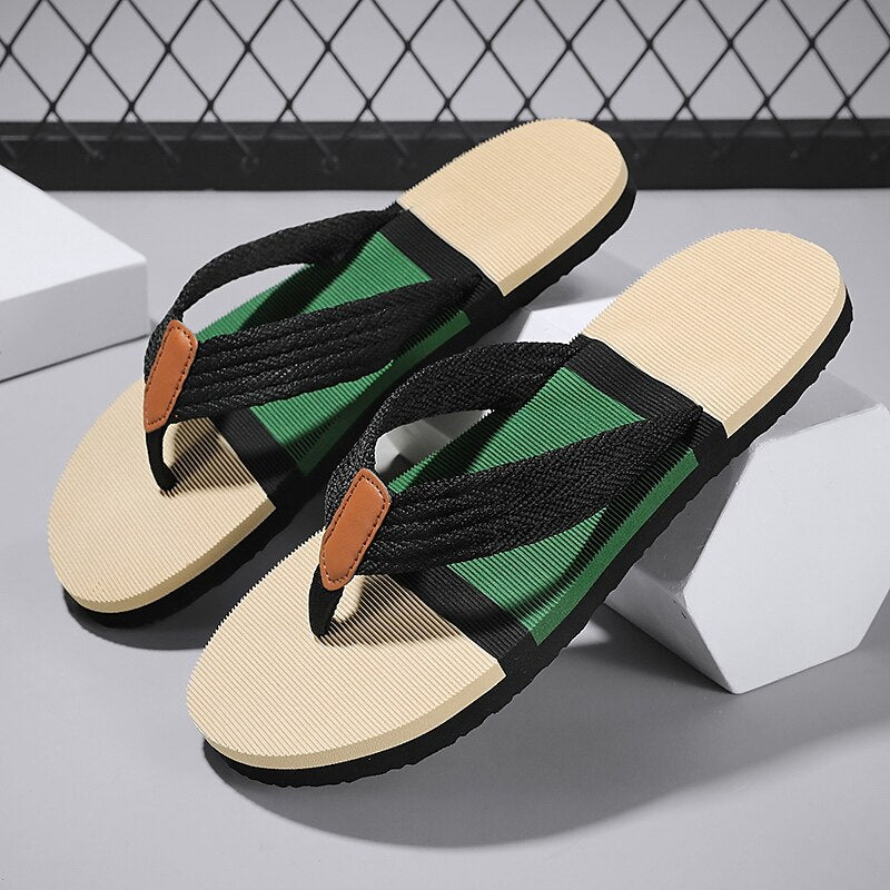 Colorblocked Mesh Strap Flip Flops