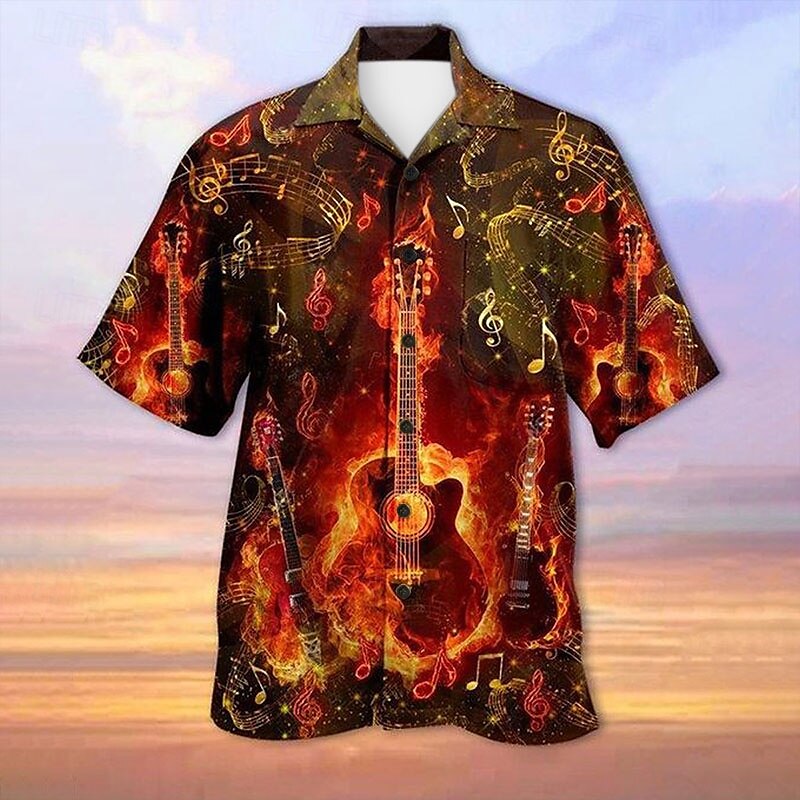 Camiseta de verano con música hawaiana y guitarra