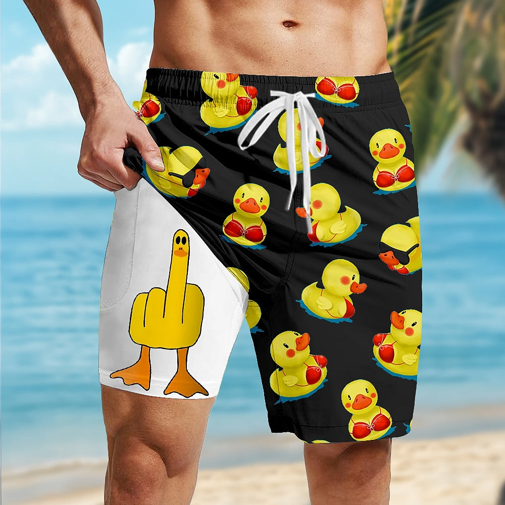Little Yellow Duck 2-in-1 Board Shorts