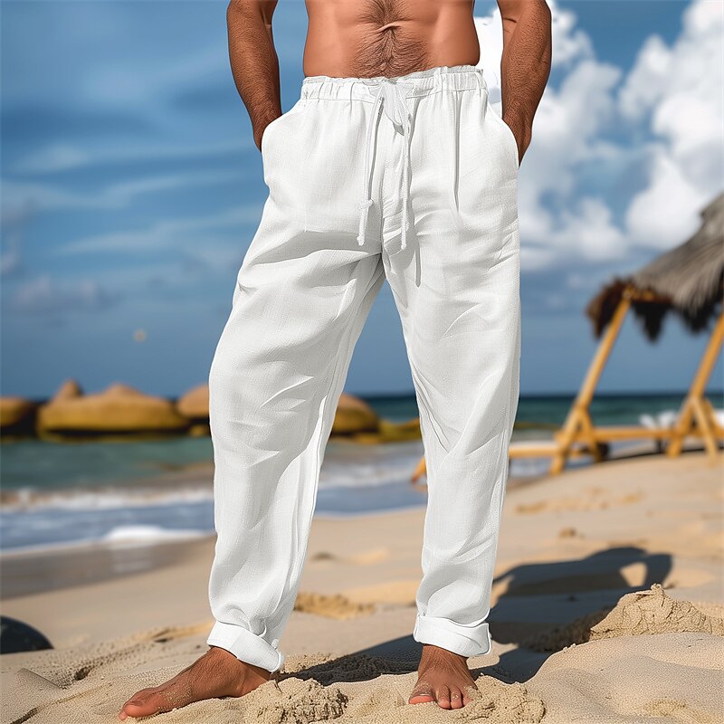 Simple Linen Drawstring Beach Pants